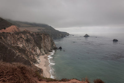 The big sur coastal area with crags and cliffs, photo taken near the bixby bridge, usa