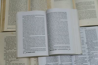 Close-up of text on book