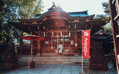 Exterior of temple against building