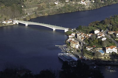 High angle view of bridge over river in city