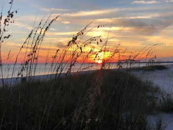 Scenic view of sea against sky during sunset