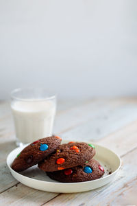 Close-up of chocolate cake on table