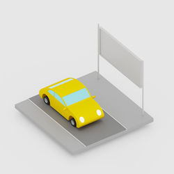 High angle view of toy car on white background