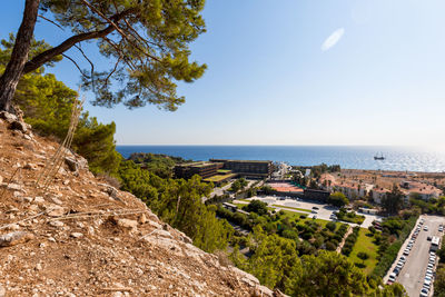 Beautiful view from the mountain to the hotels