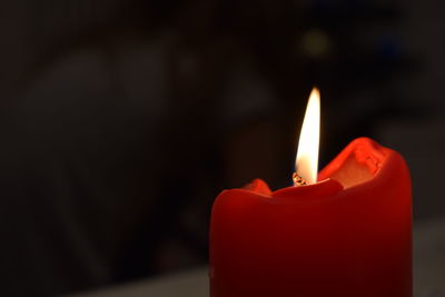 Close-up of illuminated candle