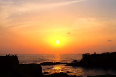 Scenic view of sunset over sea