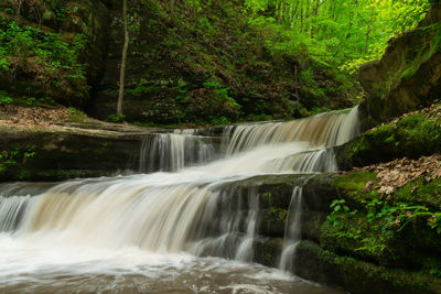 View of waterfall in forest