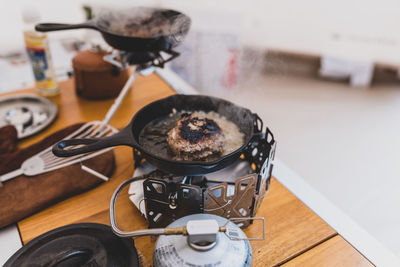 High angle view of coffee on table