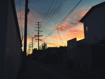 Electricity pylons at sunset