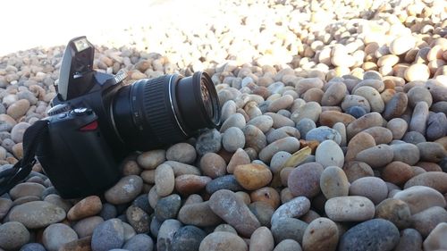 Close-up of pebbles on beach