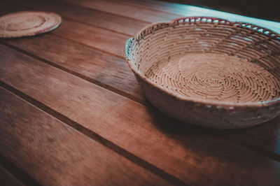 High angle view of coins on table