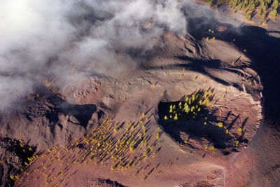 Aerial view of volcanic landscape