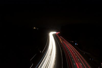 Light trails on highway at night