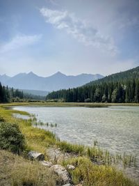 Scenic view of lake against sky