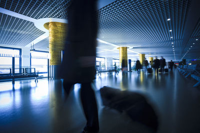 People walking in modern building