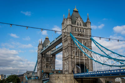 Low angle view of suspension bridge