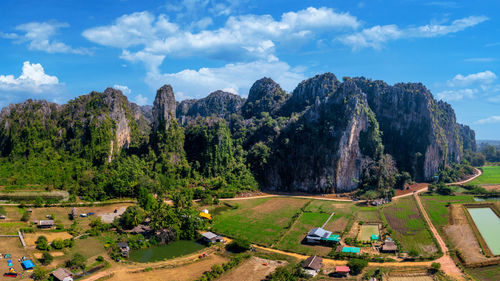 Panoramic view of townscape against sky