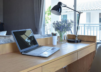 Potted plant on table at home