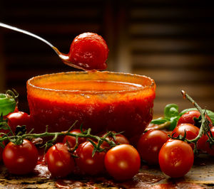 Close-up of tomatoes on table