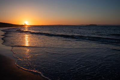 Scenic view of sea against sky during sunset