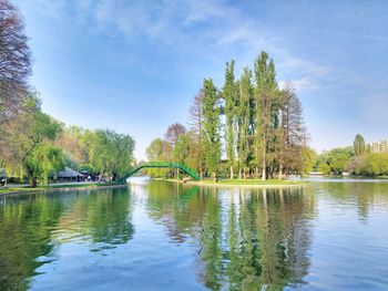 Scenic view of lake against sky