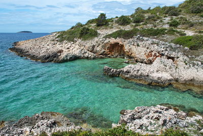 Rocky coastline with turquoise clear sea