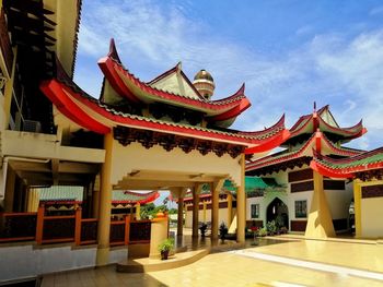 Exterior of temple against building