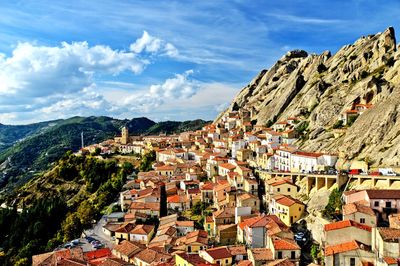 Panoramic view of pietrapertosa, a old town of basilicata region, italy.