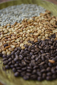 High angle view of coffee beans