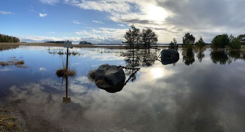 Scenic view of lake against sky