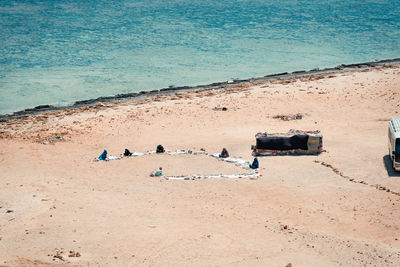 Bedouin and wood house on beach