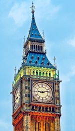 Low angle view of big ben clock tower against sky