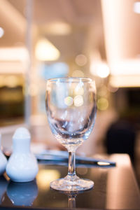 Close-up of wine glass on table