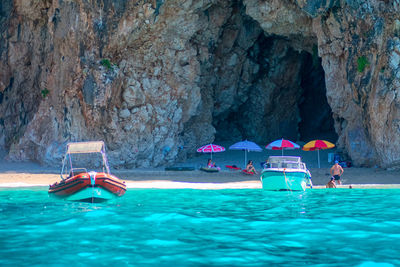 View of swimming pool in sea
