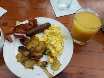 High angle view of food in plate