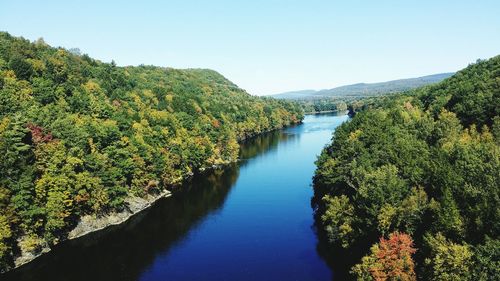 Scenic view of lake against clear sky