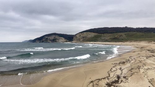 Scenic view of beach against sky