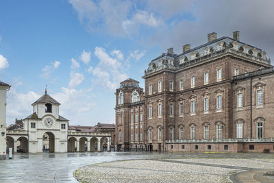 The beautiful facades of the royal palace of the savoy in the venaria reale