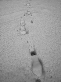 Close-up of footprints on snow