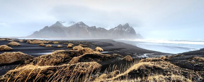 Scenic view of mountains against sky