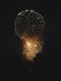 Low angle view of firework display at night