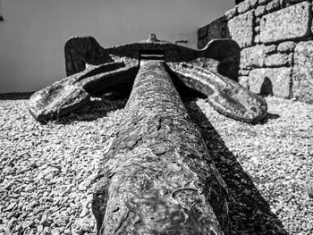 Low angle view of weathered wall