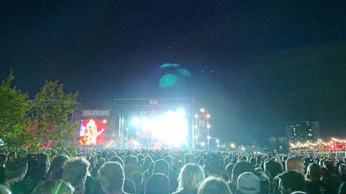 Crowd at music concert at night