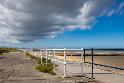 Very long beach and promenade in prestatyn, wales, great britain