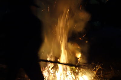 Close-up of bonfire at night