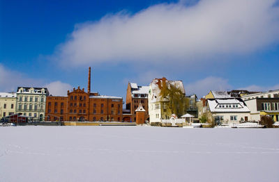 City against sky during winter