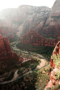 High angle view of road passing through landscape