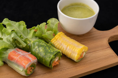 High angle view of food on table