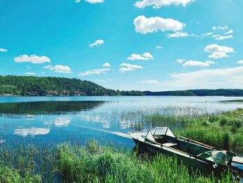 Scenic view of lake against sky