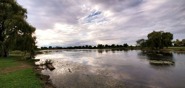 Scenic view of lake against sky